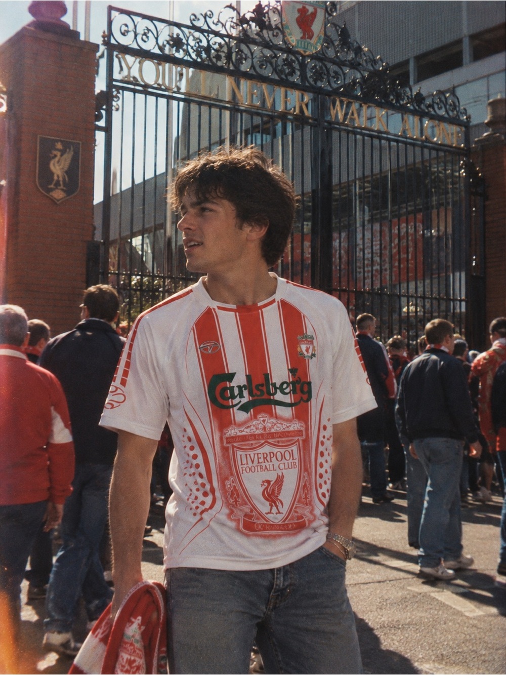 Vintage Y2K Liverpool FC Carlsberg Soccer Jersey Men’s Medium Red White